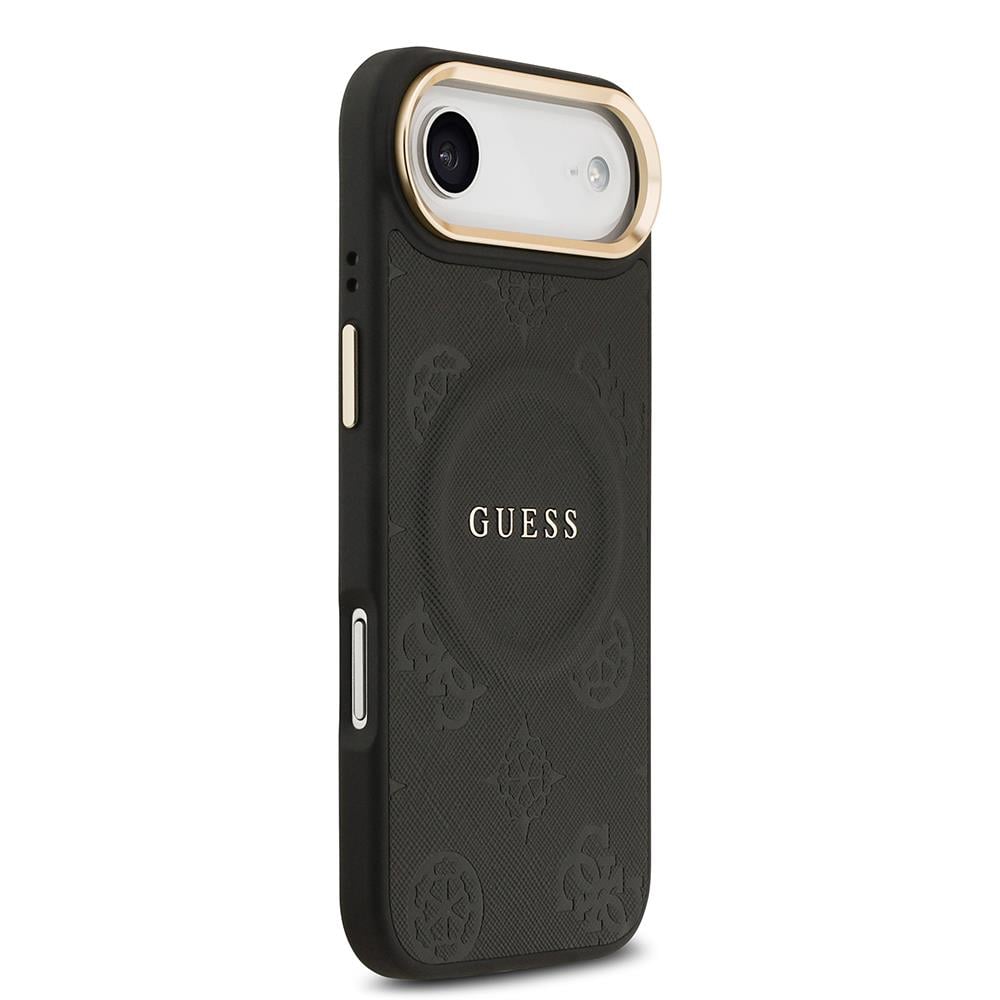 Apple iPhone 17 Air Kılıf Guess Orjinal Lisanslı M-safe Şarj Özellikli Sıcak Baskılı Yazı Logolu PU Deri Peony Kapak