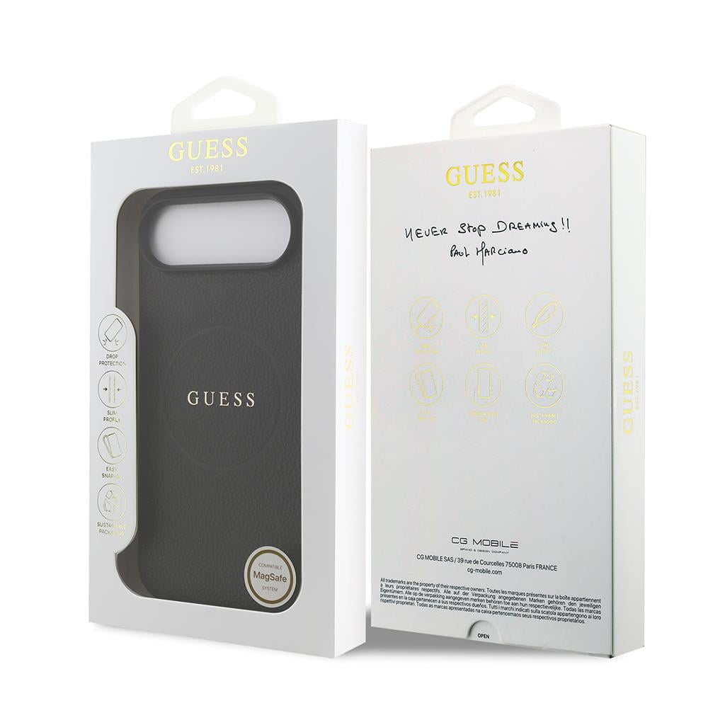Apple iPhone 17 Air Kılıf Guess Orjinal Lisanslı M-safe Şarj Özellikli Yazı Logolu PU Deri Kapak