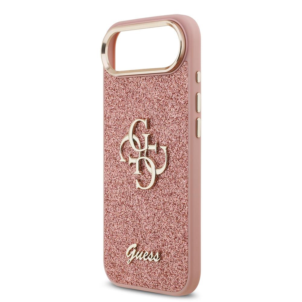 Apple iPhone 17 Air Kılıf Guess Orjinal Lisanslı 4G Büyük Metal Kamera Çerçeveli ve Logolu Glitter Kapak