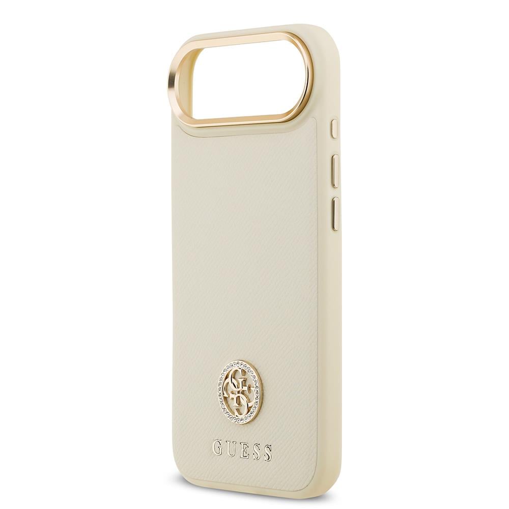 Apple iPhone 17 Air Kılıf Guess Orjinal Lisanslı M-safe Şarj Özellikli Grained Yazı ve Taşlı 4G Logolu Kapak