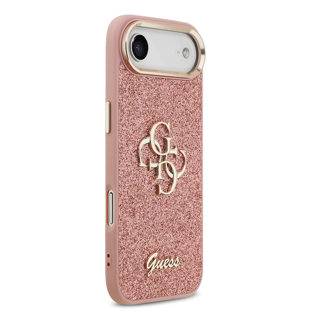 Apple iPhone 17 Air Kılıf Guess Orjinal Lisanslı 4G Büyük Metal Kamera Çerçeveli ve Logolu Glitter Kapak