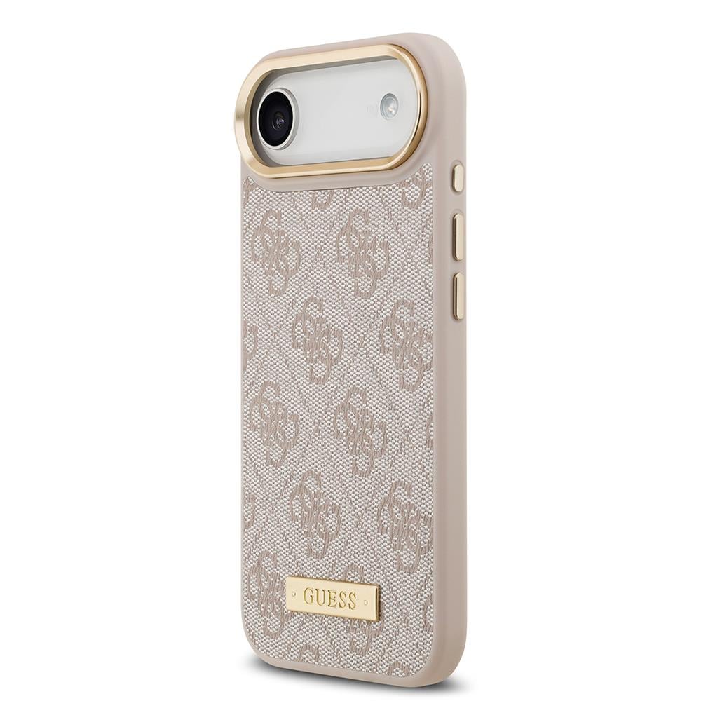 Apple iPhone 17 Air Kılıf Guess Orjinal Lisanslı M-safe Şarj Özellikli 4G Desenli PU Metal Plaka Klasik Logolu Kapak