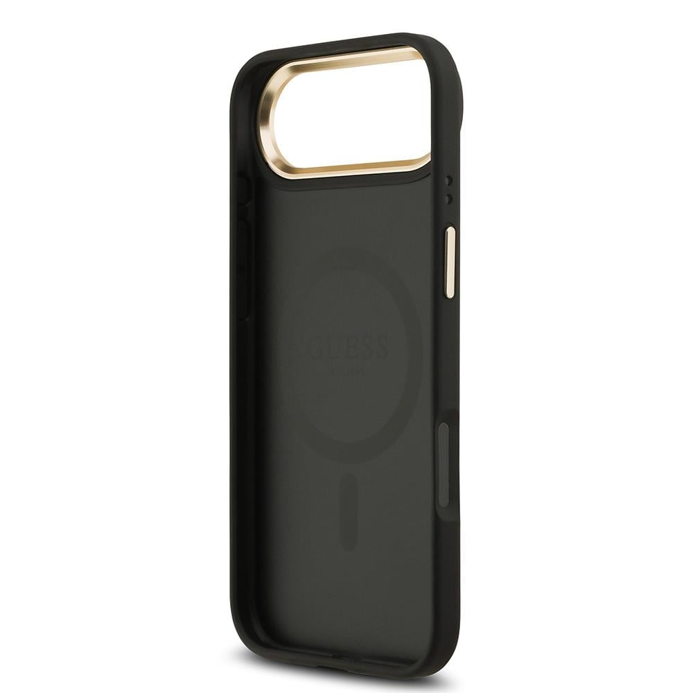Apple iPhone 17 Air Kılıf Guess Orjinal Lisanslı M-safe Şarj Özellikli Gold Metal Kamera Çerçeveli Taşlı 4G Logolu Kapak
