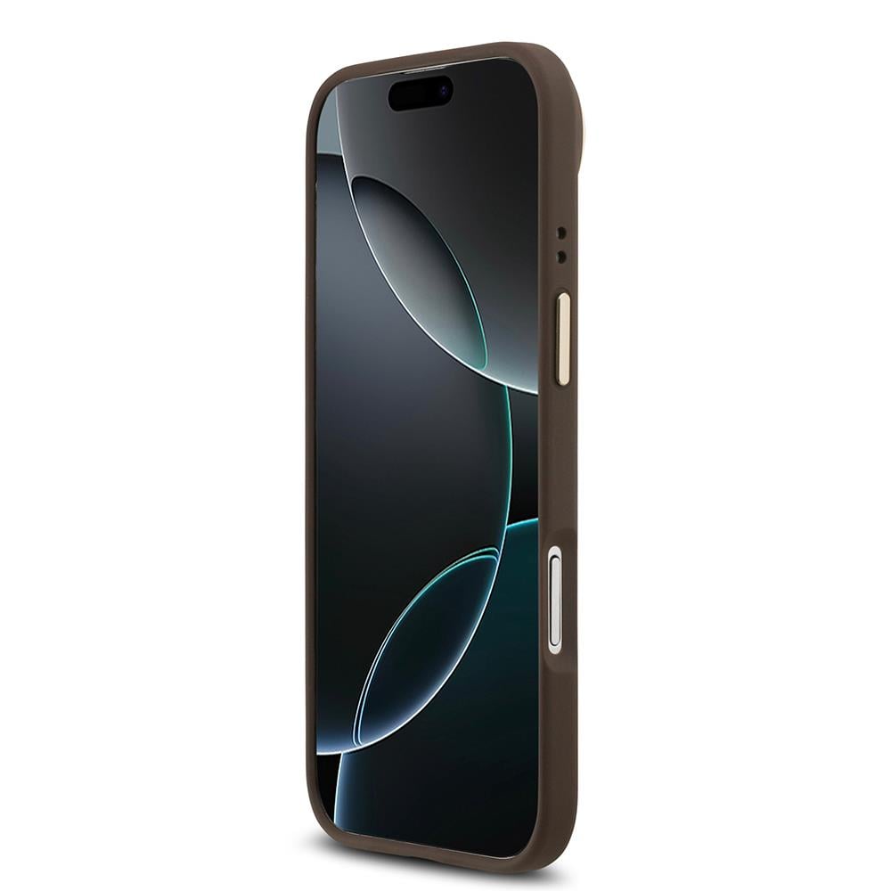 Apple iPhone 17 Air Kılıf Guess Orjinal Lisanslı M-safe Şarj Özellikli Sıcak Baskılı Yazı Logolu PU Deri Peony Kapak