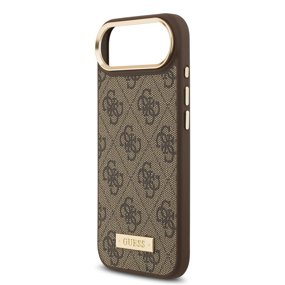 Apple iPhone 17 Air Kılıf Guess Orjinal Lisanslı M-safe Şarj Özellikli 4G Desenli PU Metal Plaka Klasik Logolu Kapak