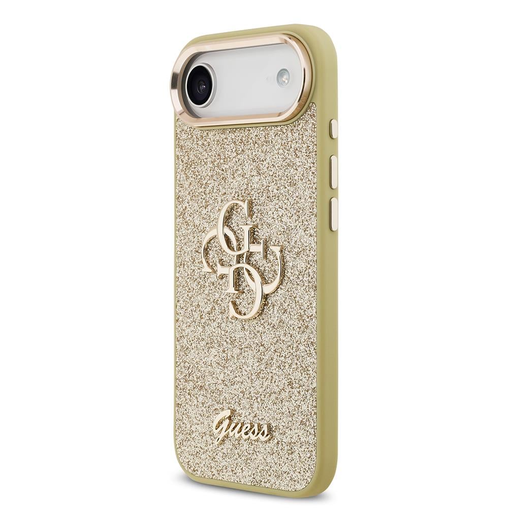 Apple iPhone 17 Air Kılıf Guess Orjinal Lisanslı 4G Büyük Metal Kamera Çerçeveli ve Logolu Glitter Kapak
