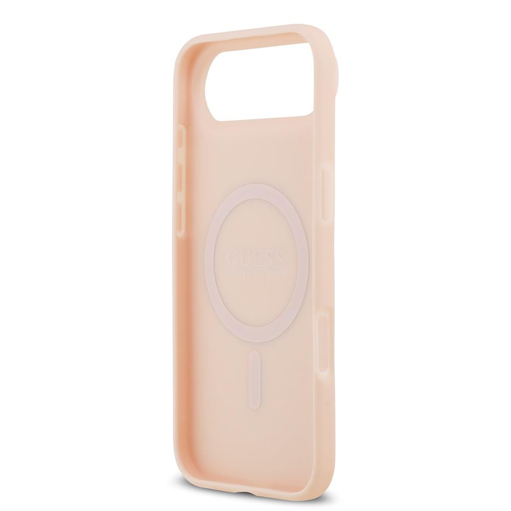 Apple iPhone 17 Air Kılıf Guess Orjinal Lisanslı M-safe Şarj Özellikli Taneli Çiçek Tasarımlı Metal Yazı Logolu Kapak