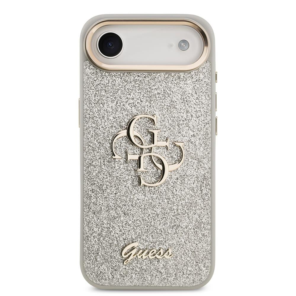 Apple iPhone 17 Air Kılıf Guess Orjinal Lisanslı 4G Büyük Metal Kamera Çerçeveli ve Logolu Glitter Kapak