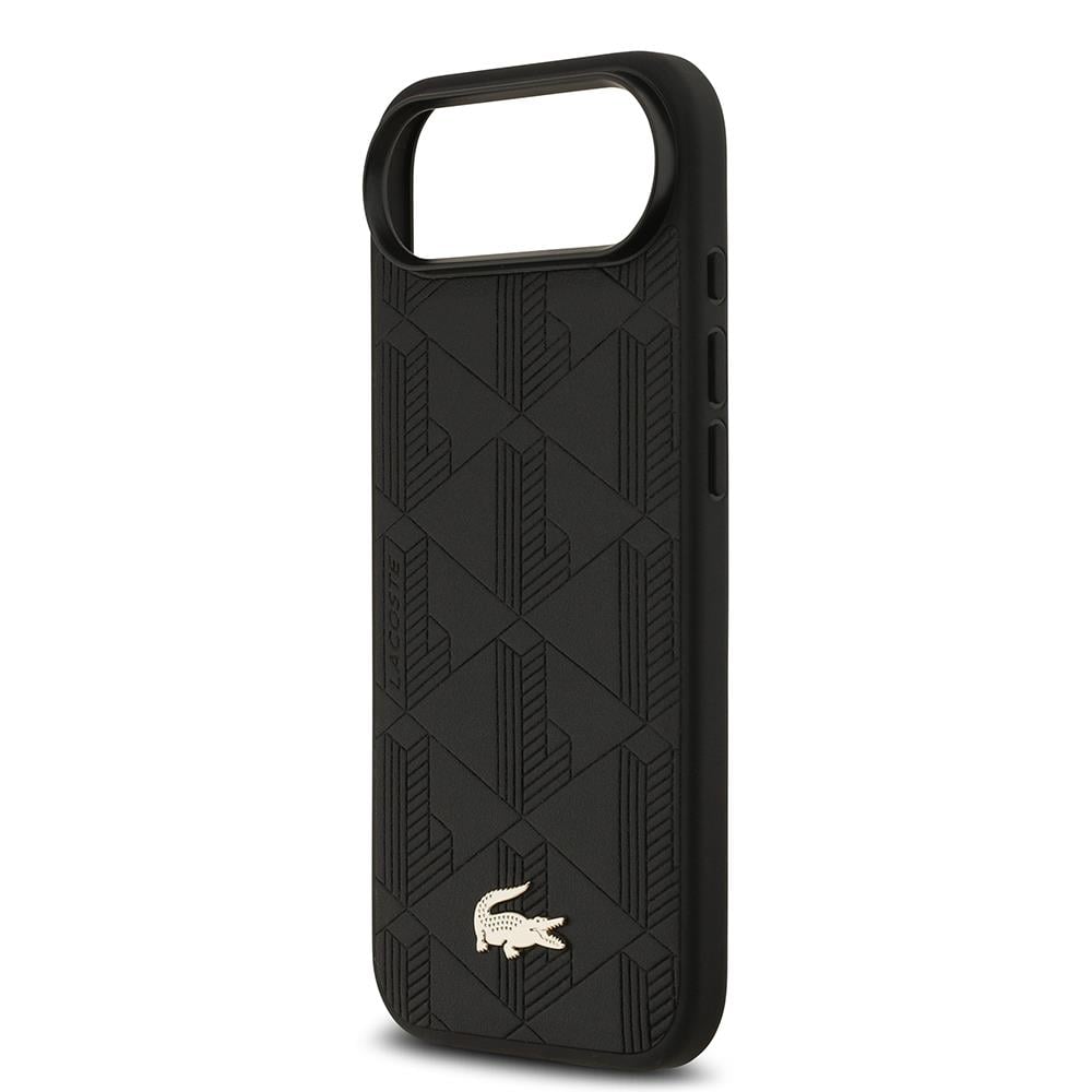 Apple iPhone 17 Air Kılıf Lacoste Orjinal Lisanslı M-safe Şarj Özellikli PU Deri Tasarımlı Karışık Monogram Desenli Kapak