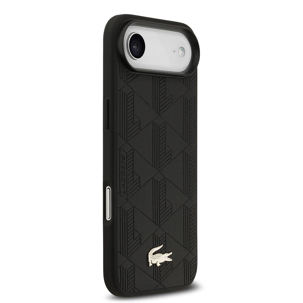 Apple iPhone 17 Air Kılıf Lacoste Orjinal Lisanslı M-safe Şarj Özellikli PU Deri Tasarımlı Karışık Monogram Desenli Kapak