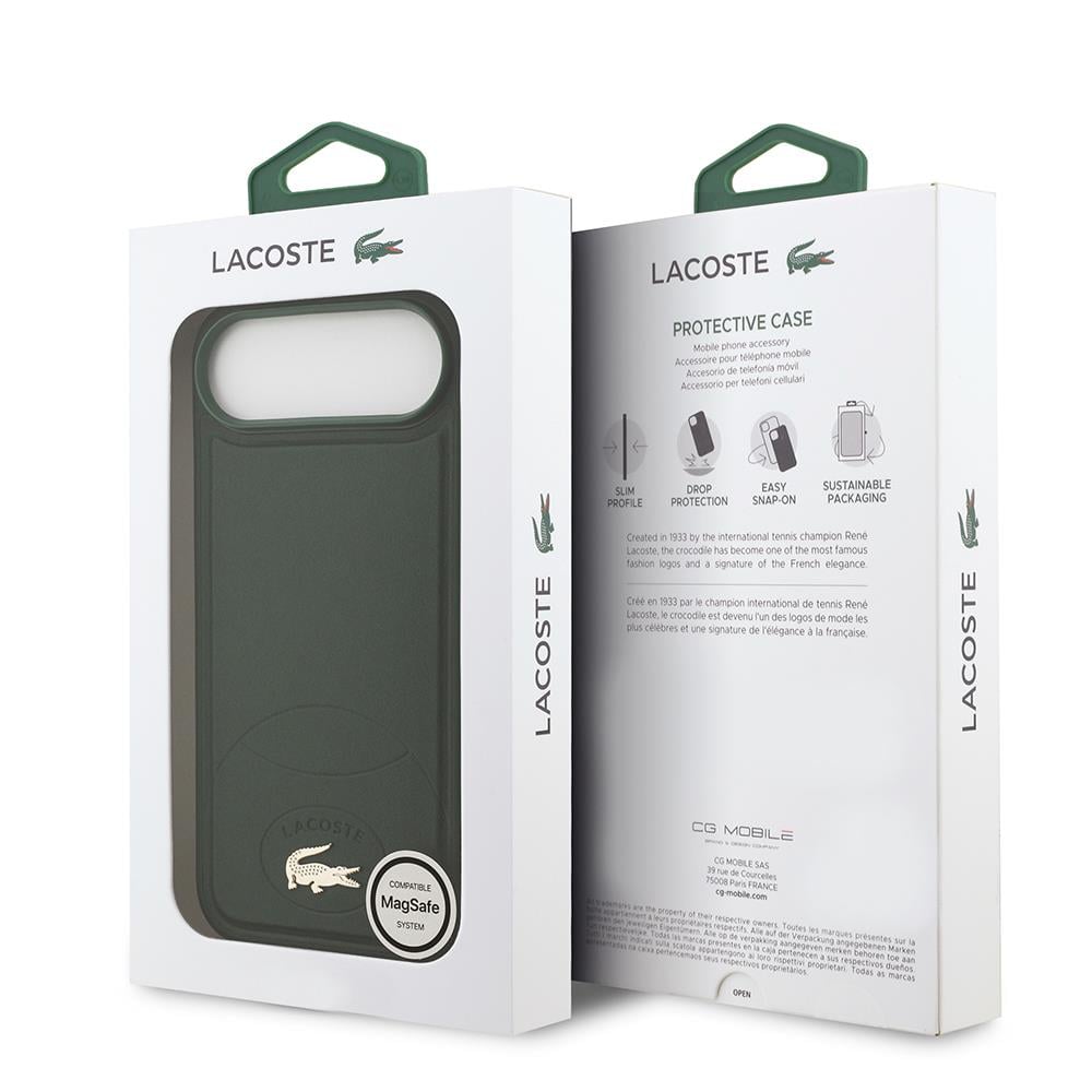 Apple iPhone 17 Air Kılıf Lacoste Orjinal Lisanslı M-safe Şarj Özellikli PU Deri Tasarımlı Metal Logolu Kapak