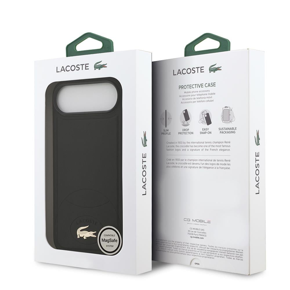Apple iPhone 17 Air Kılıf Lacoste Orjinal Lisanslı M-safe Şarj Özellikli PU Deri Tasarımlı Metal Logolu Kapak