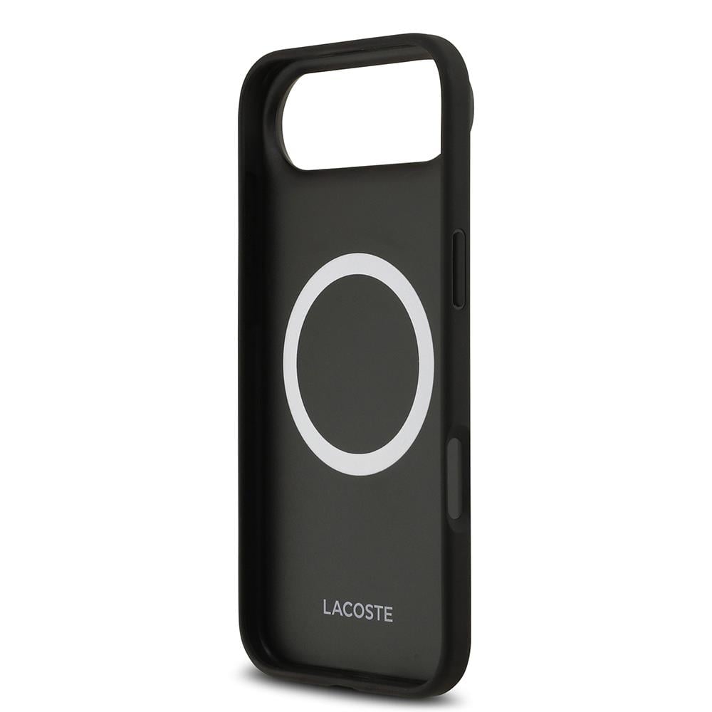 Apple iPhone 17 Air Kılıf Lacoste Orjinal Lisanslı M-safe Şarj Özellikli PU Deri Tasarımlı Karışık Monogram Desenli Kapak