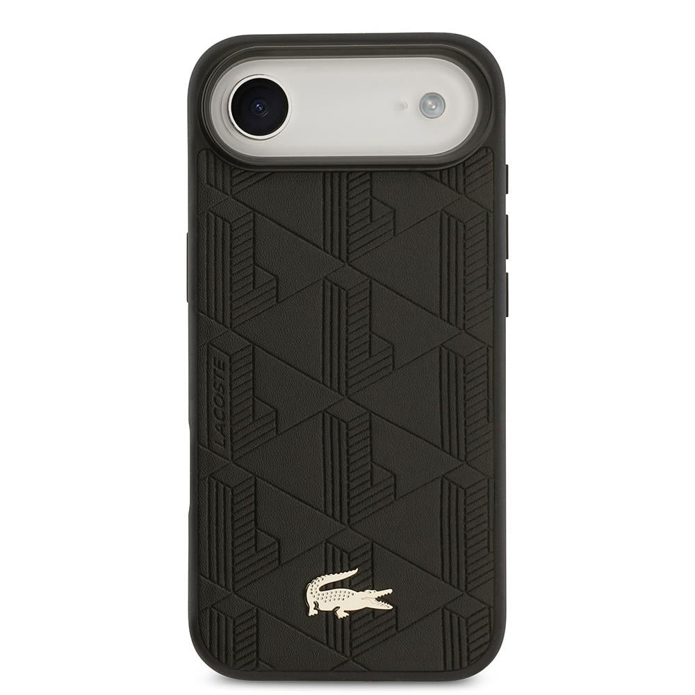 Apple iPhone 17 Air Kılıf Lacoste Orjinal Lisanslı M-safe Şarj Özellikli PU Deri Tasarımlı Karışık Monogram Desenli Kapak