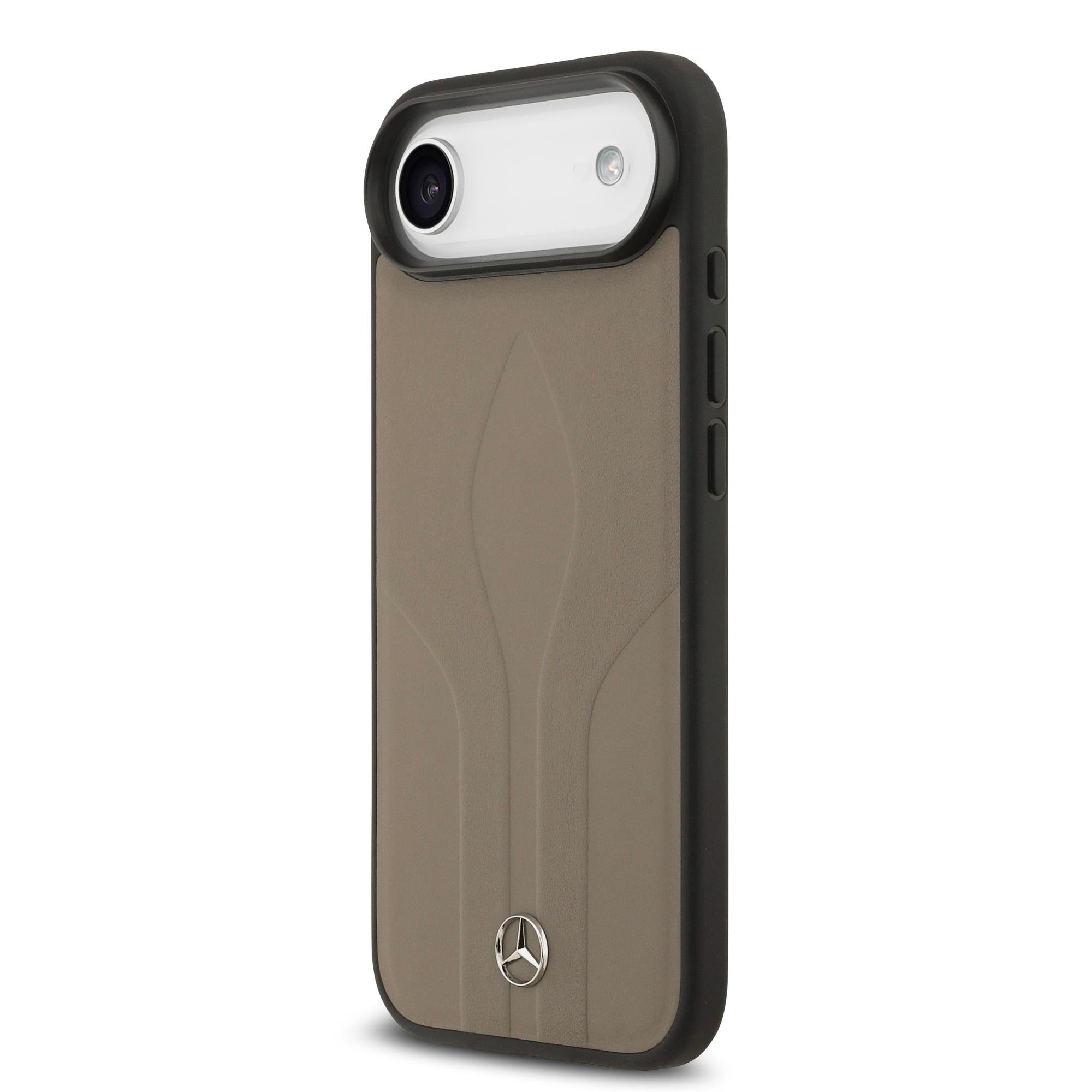 Apple iPhone 17 Air Kılıf Mercedes Benz Orjinal Lisanslı M-safe Şarj Özellikli Dokulu Desenli Deri Kapak