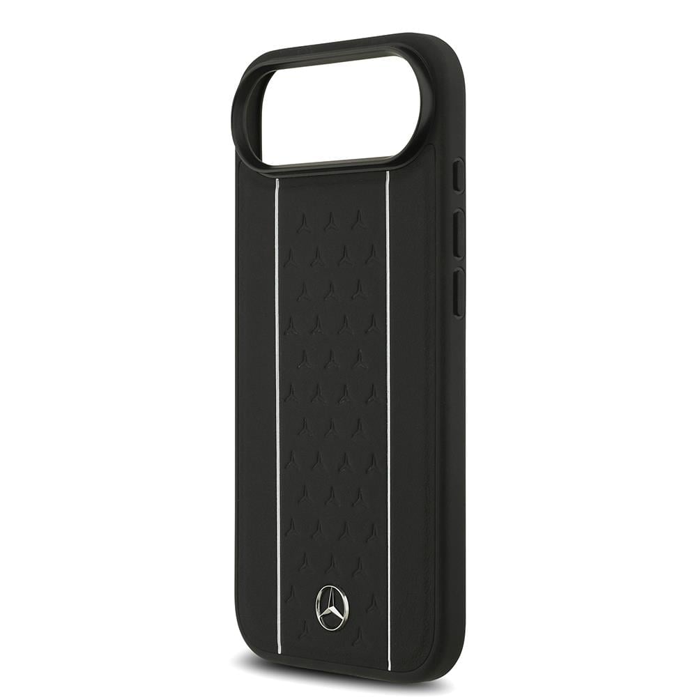Apple iPhone 17 Air Kılıf Mercedes Benz Orjinal Lisanslı M-safe Şarj Özellikli Şeritli Yıldız Desenli Metal Logolu Deri Kapak