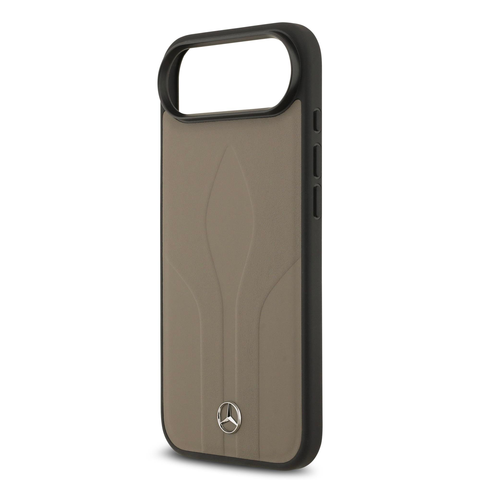 Apple iPhone 17 Air Kılıf Mercedes Benz Orjinal Lisanslı M-safe Şarj Özellikli Dokulu Desenli Deri Kapak
