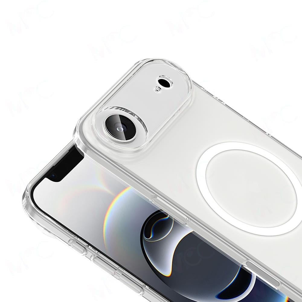 Apple iPhone 17 Air Kılıf Zore M-safe Şarj Özellikli Şeffaf Kamera Çerçeveli Porto Kapak