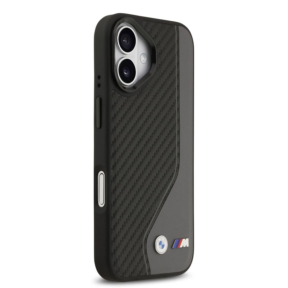 Apple iPhone 17 Kılıf BMW Orjinal Lisanslı M-safe Şarj Özellikli Metal BMW ve M Logolu PU Karbon Tasarımlı Kapak
