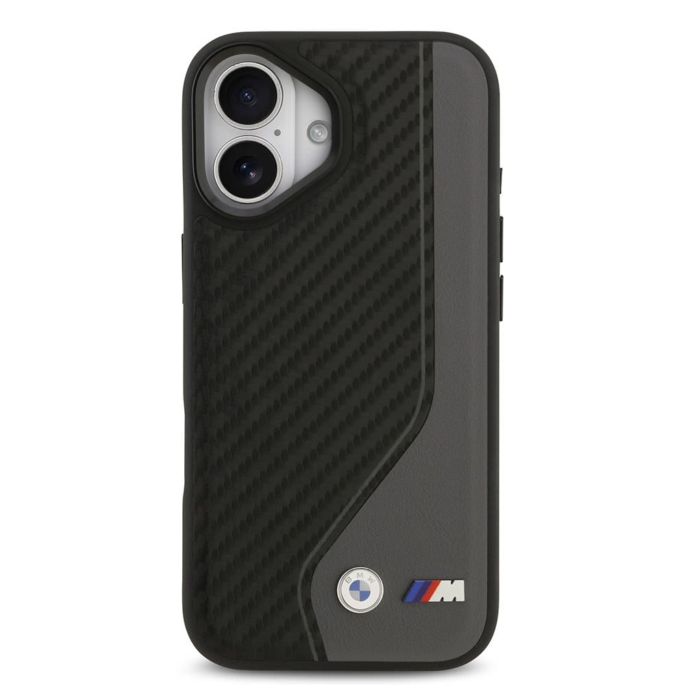 Apple iPhone 17 Kılıf BMW Orjinal Lisanslı M-safe Şarj Özellikli Metal BMW ve M Logolu PU Karbon Tasarımlı Kapak