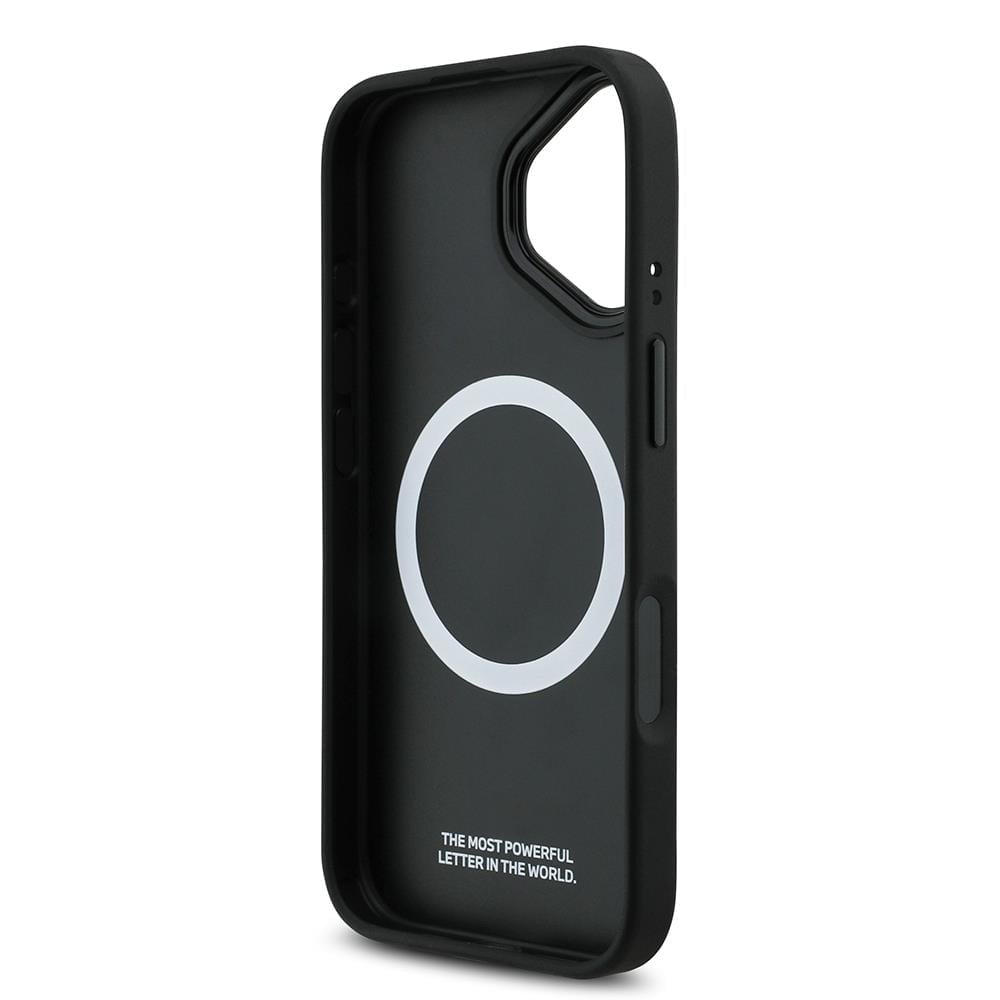 Apple iPhone 17 Kılıf BMW Orjinal Lisanslı M-safe Şarj Özellikli M Logolu Üç Şeritli Delikli Deri Kapak