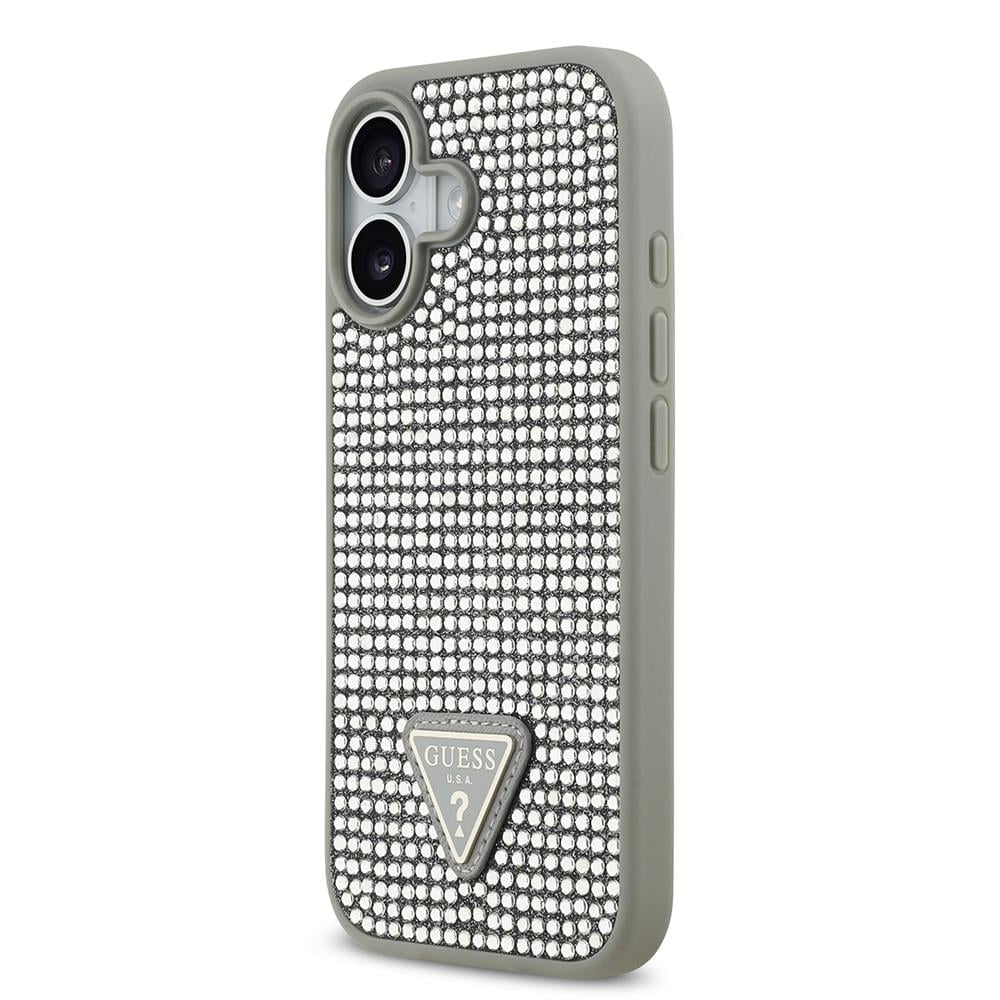 Apple iPhone 17 Kılıf Guess Orjinal Lisanslı Taşlı Arka Yüzey Üçgen Logolu Kapak