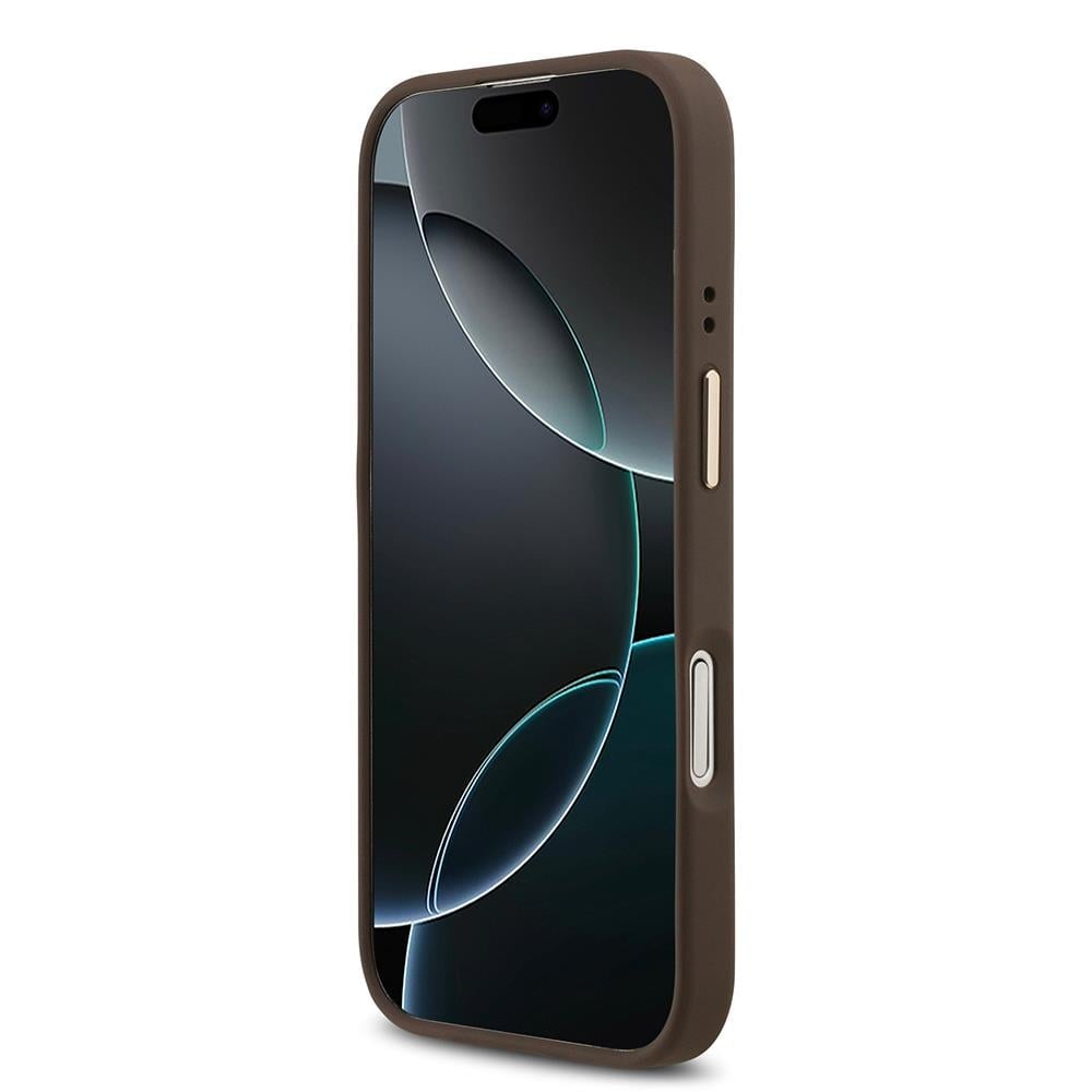 Apple iPhone 17 Kılıf Guess Orjinal Lisanslı M-safe Şarj Özellikli Gold Metal Kamera Çerçeveli Taşlı 4G Logolu Kapak