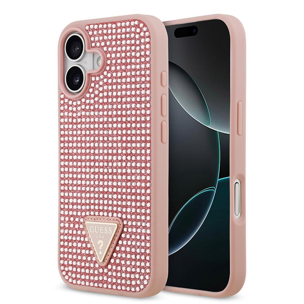 Apple iPhone 17 Kılıf Guess Orjinal Lisanslı Taşlı Arka Yüzey Üçgen Logolu Kapak