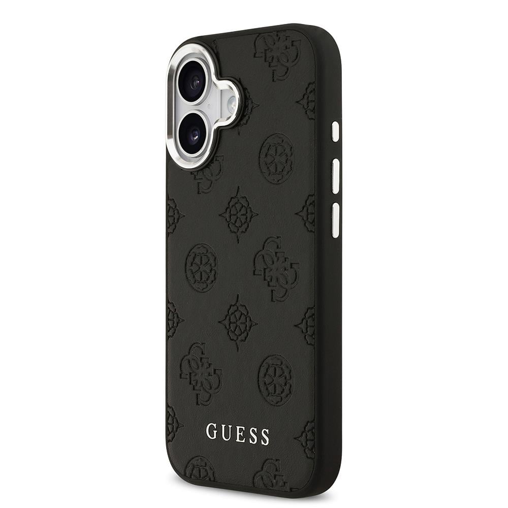 Apple iPhone 17 Kılıf Guess Orjinal Lisanslı M-safe Şarj Özellikli Sıcak Baskılı Klasik Yazı Logolu PU Deri Peony Kapak