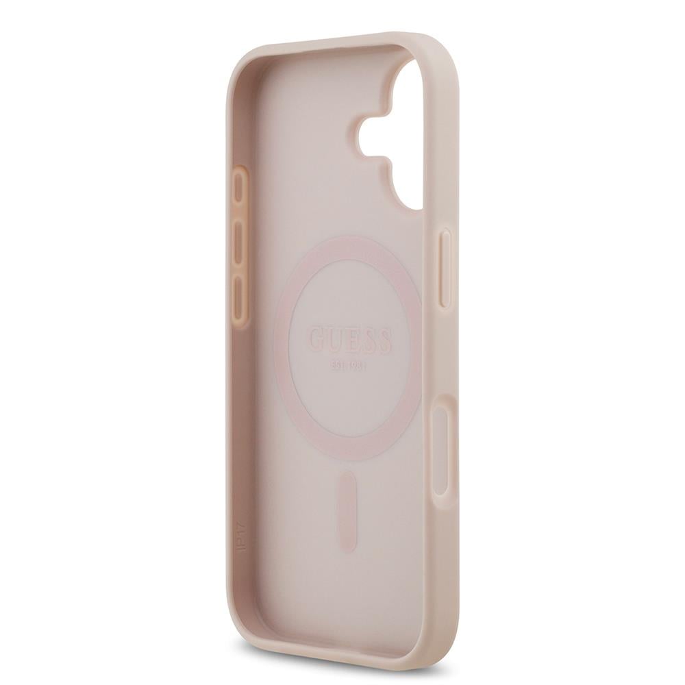 Apple iPhone 17 Kılıf Guess Orjinal Lisanslı M-safe Şarj Özellikli Yazı Logolu Circle Classic Kapak