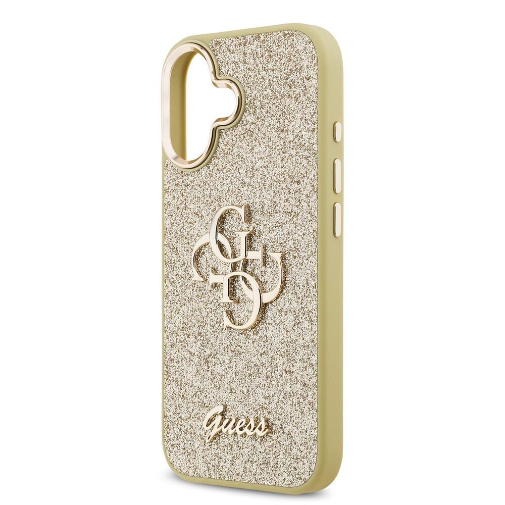 Apple iPhone 17 Kılıf Guess Orjinal Lisanslı 4G Büyük Metal Kamera Çerçeveli ve Logolu Glitter Kapak