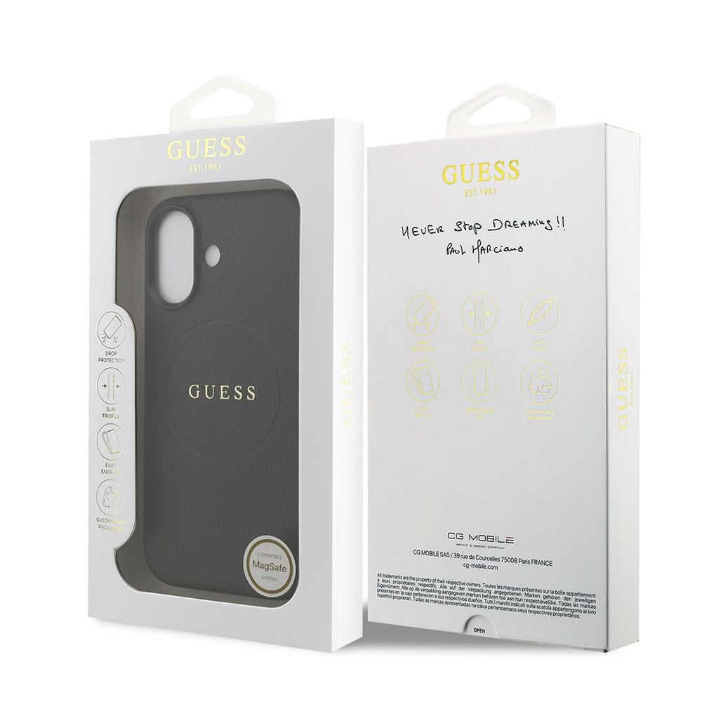 Apple iPhone 17 Kılıf Guess Orjinal Lisanslı M-safe Şarj Özellikli Yazı Logolu PU Deri Kapak