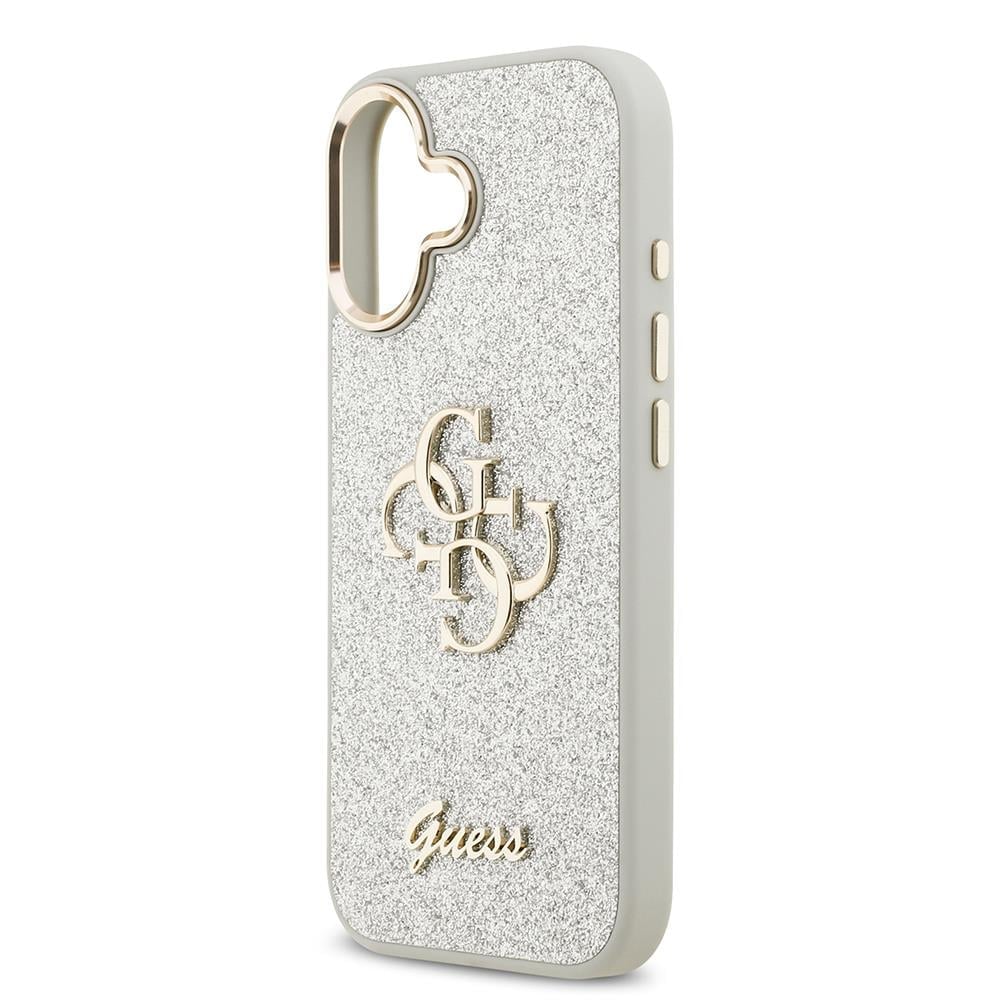 Apple iPhone 17 Kılıf Guess Orjinal Lisanslı 4G Büyük Metal Kamera Çerçeveli ve Logolu Glitter Kapak
