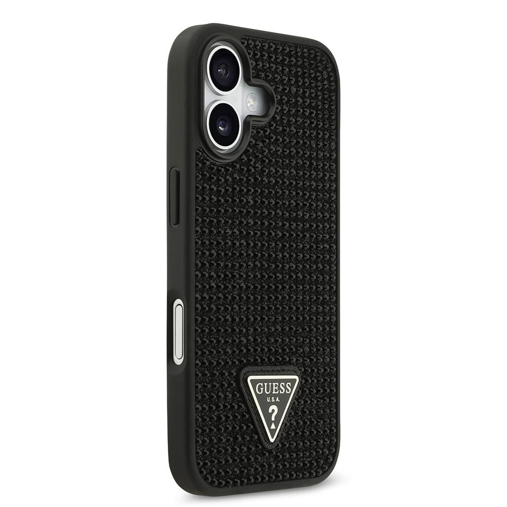 Apple iPhone 17 Kılıf Guess Orjinal Lisanslı Taşlı Arka Yüzey Üçgen Logolu Kapak
