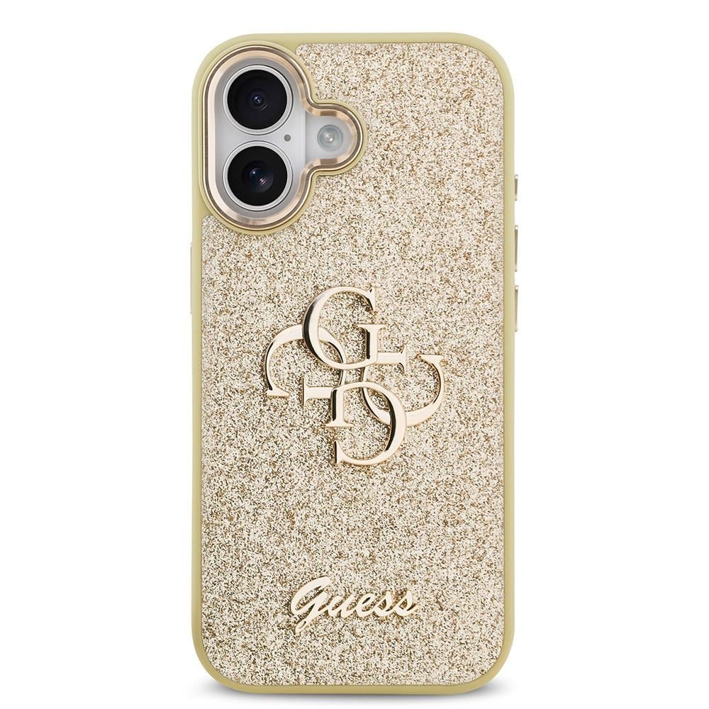 Apple iPhone 17 Kılıf Guess Orjinal Lisanslı 4G Büyük Metal Kamera Çerçeveli ve Logolu Glitter Kapak