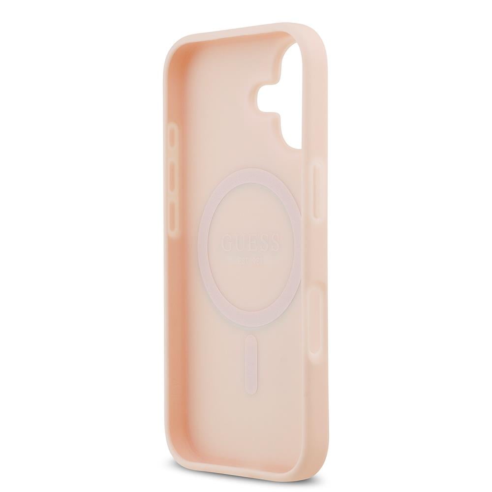 Apple iPhone 17 Kılıf Guess Orjinal Lisanslı M-safe Şarj Özellikli Taneli Çiçek Tasarımlı Metal Yazı Logolu Kapak