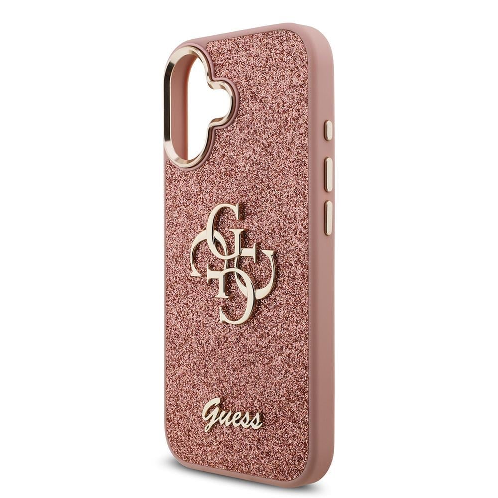 Apple iPhone 17 Kılıf Guess Orjinal Lisanslı 4G Büyük Metal Kamera Çerçeveli ve Logolu Glitter Kapak