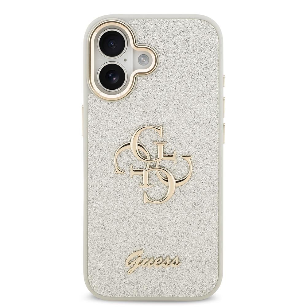 Apple iPhone 17 Kılıf Guess Orjinal Lisanslı 4G Büyük Metal Kamera Çerçeveli ve Logolu Glitter Kapak