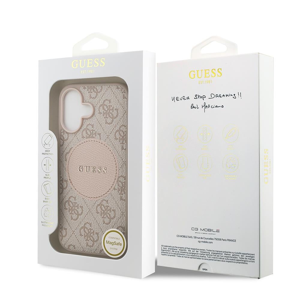 Apple iPhone 17 Kılıf Guess Orjinal Lisanslı M-safe Şarj Özellikli Yazı Logolu Circle Classic Kapak