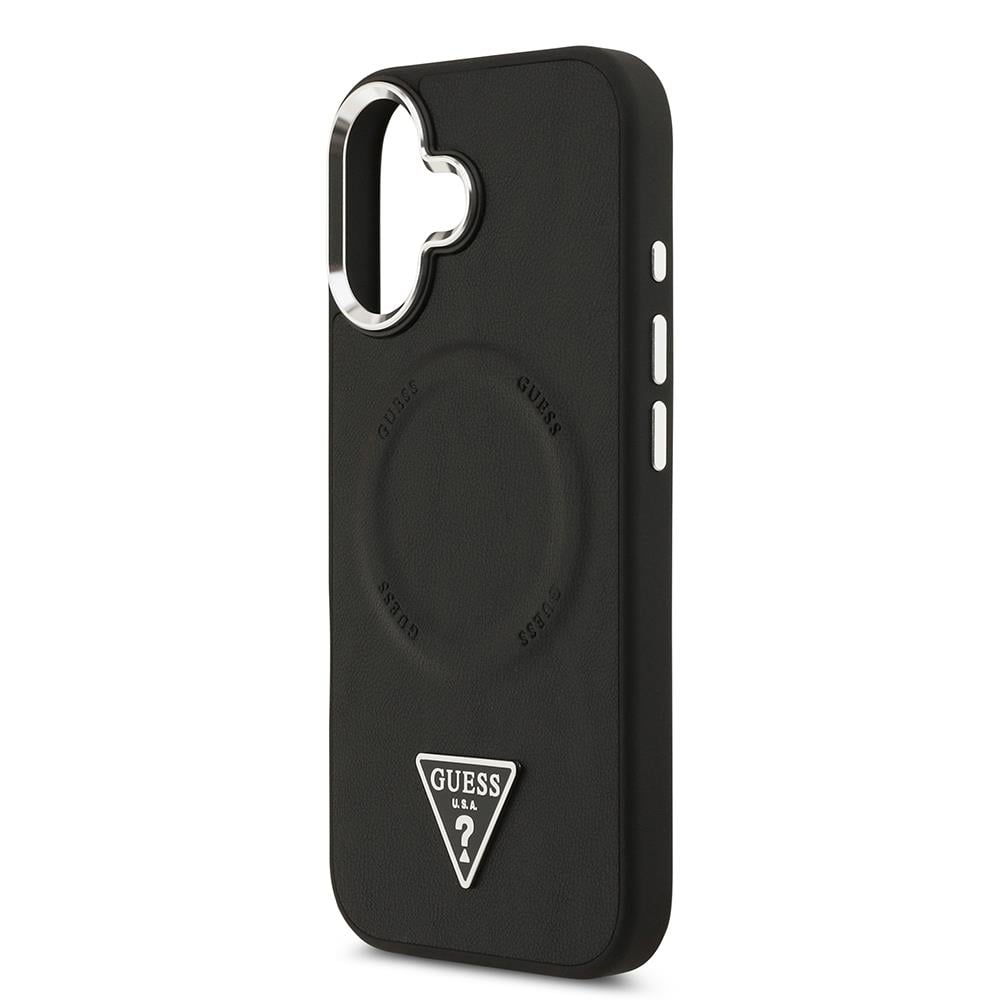 Apple iPhone 17 Kılıf Guess Orjinal Lisanslı M-safe Şarj Özellikli PU Deri Metal Kamera Çerçeveli Üçgen Logolu Kapak