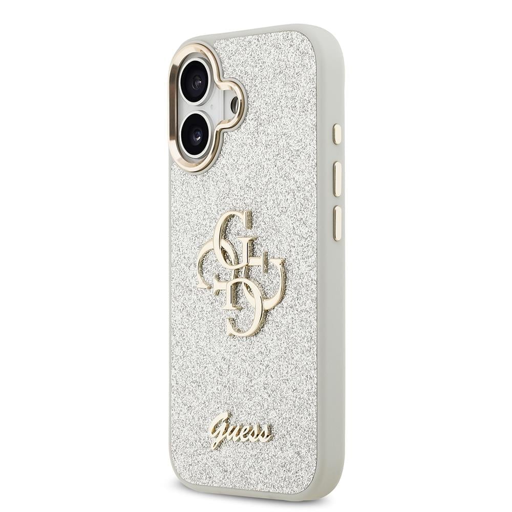 Apple iPhone 17 Kılıf Guess Orjinal Lisanslı 4G Büyük Metal Kamera Çerçeveli ve Logolu Glitter Kapak