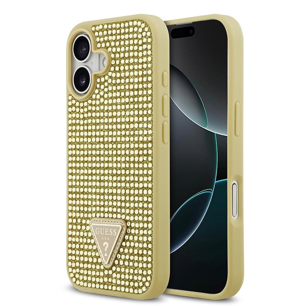 Apple iPhone 17 Kılıf Guess Orjinal Lisanslı Taşlı Arka Yüzey Üçgen Logolu Kapak
