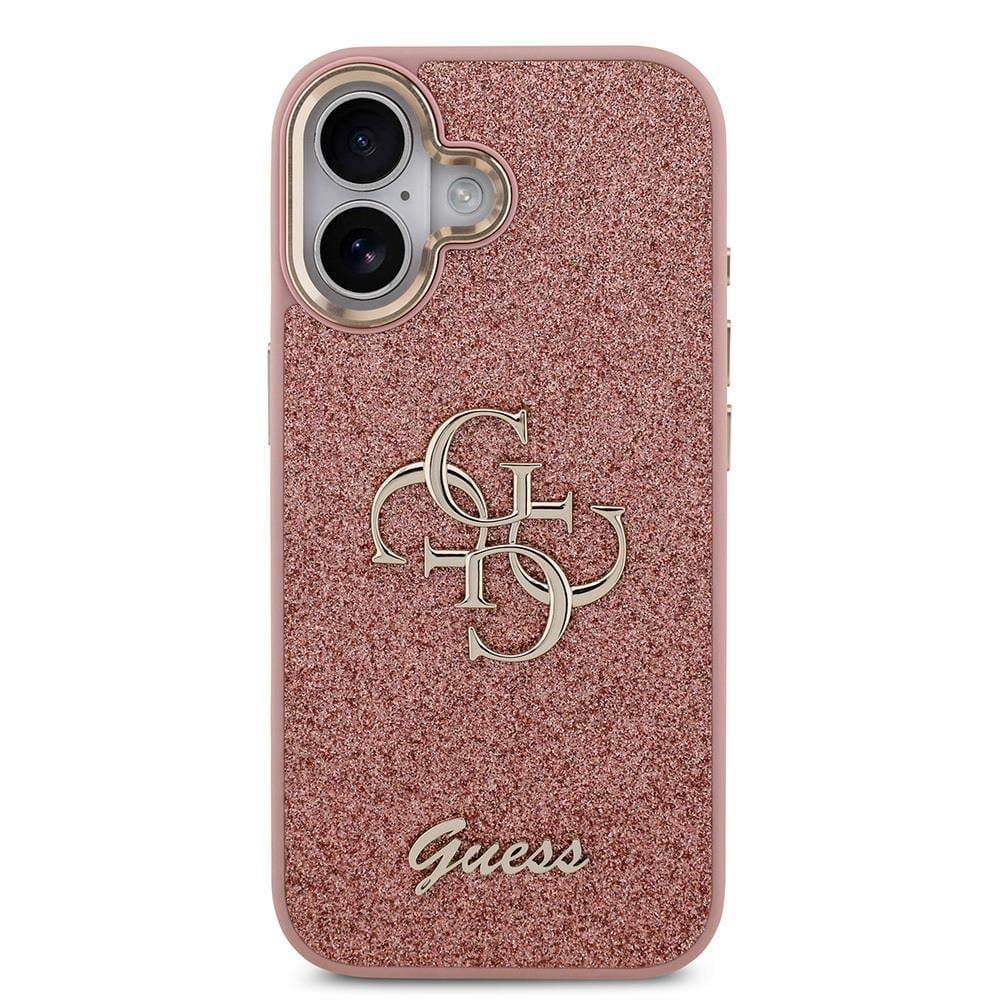 Apple iPhone 17 Kılıf Guess Orjinal Lisanslı 4G Büyük Metal Kamera Çerçeveli ve Logolu Glitter Kapak