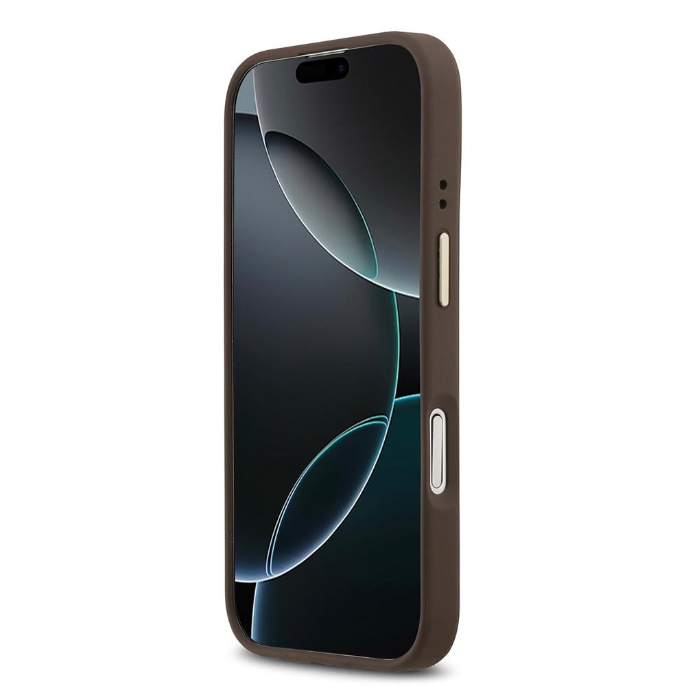 Apple iPhone 17 Kılıf Guess Orjinal Lisanslı M-safe Şarj Özellikli Sıcak Baskılı Yazı Logolu PU Deri Peony Kapak