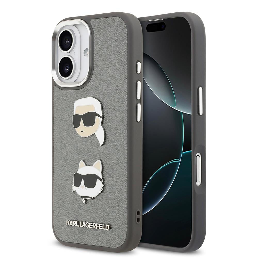 Apple iPhone 17 Kılıf Karl Lagerfeld Orjinal Lisanslı Metal Logolu K&C Heads Pin Kapak