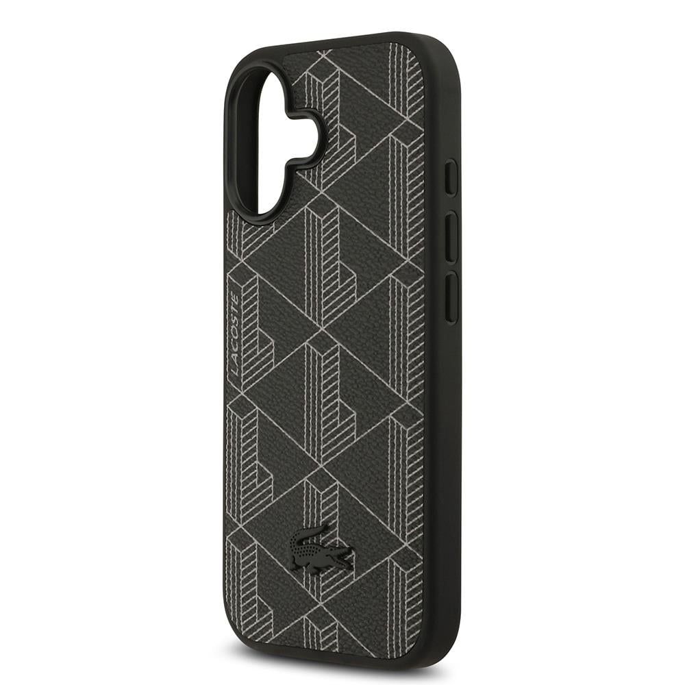 Apple iPhone 17 Kılıf Lacoste Orjinal Lisanslı M-safe Şarj Özellikli PU Deri Tasarımlı Kartlıklı Karışık Monogram Desenli Kapak