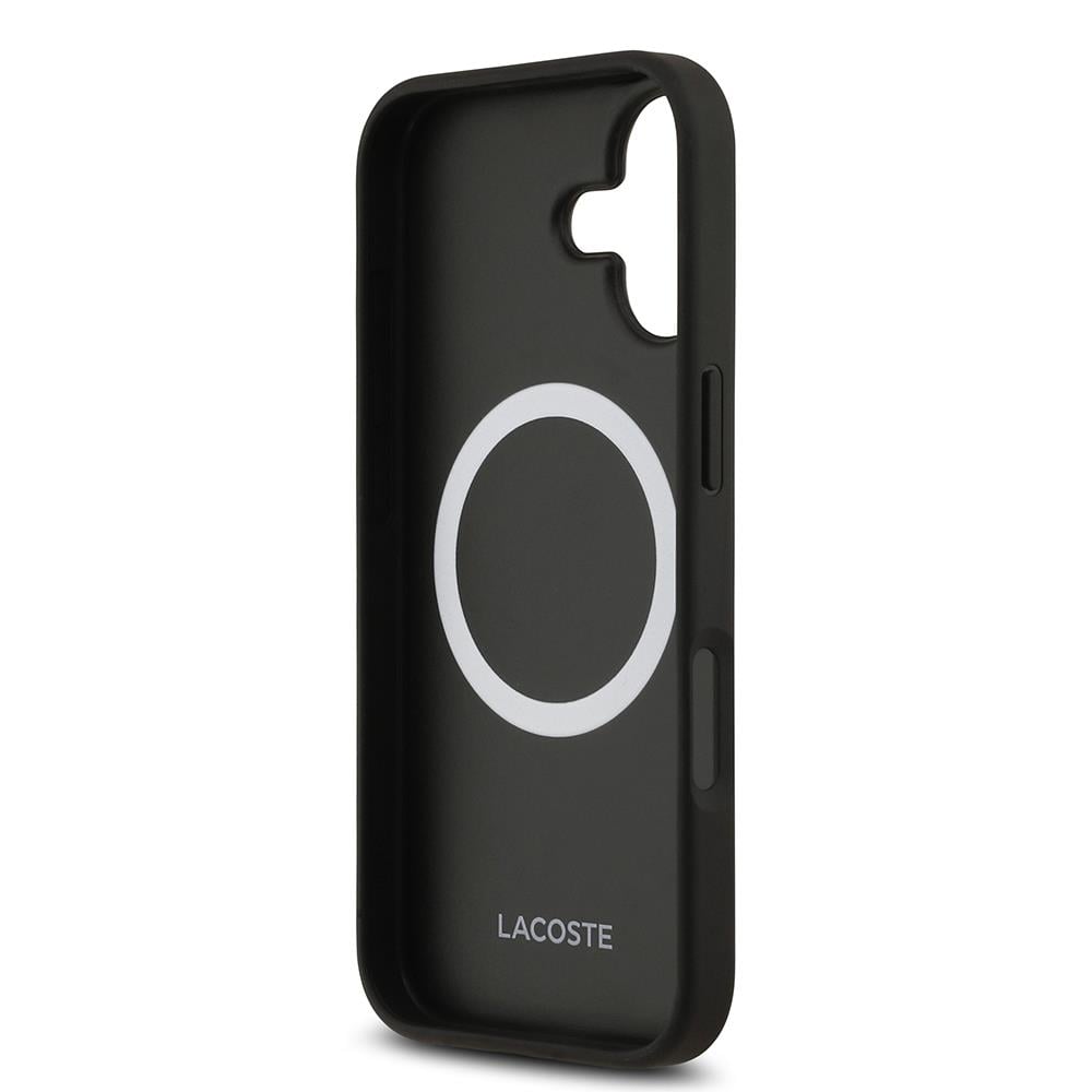Apple iPhone 17 Kılıf Lacoste Orjinal Lisanslı M-safe Şarj Özellikli PU Deri Tasarımlı Karışık Monogram Desenli Kapak