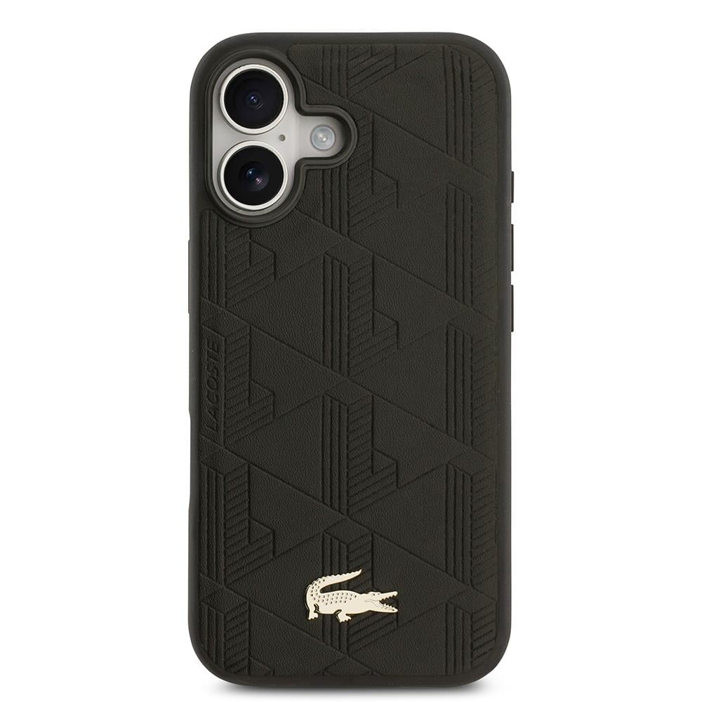 Apple iPhone 17 Kılıf Lacoste Orjinal Lisanslı M-safe Şarj Özellikli PU Deri Tasarımlı Karışık Monogram Desenli Kapak