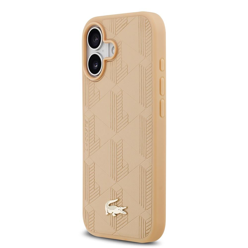 Apple iPhone 17 Kılıf Lacoste Orjinal Lisanslı M-safe Şarj Özellikli PU Deri Tasarımlı Karışık Monogram Desenli Kapak
