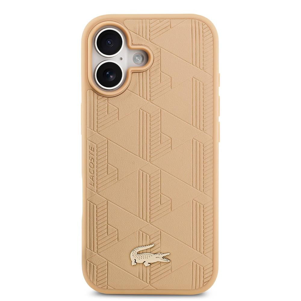 Apple iPhone 17 Kılıf Lacoste Orjinal Lisanslı M-safe Şarj Özellikli PU Deri Tasarımlı Karışık Monogram Desenli Kapak